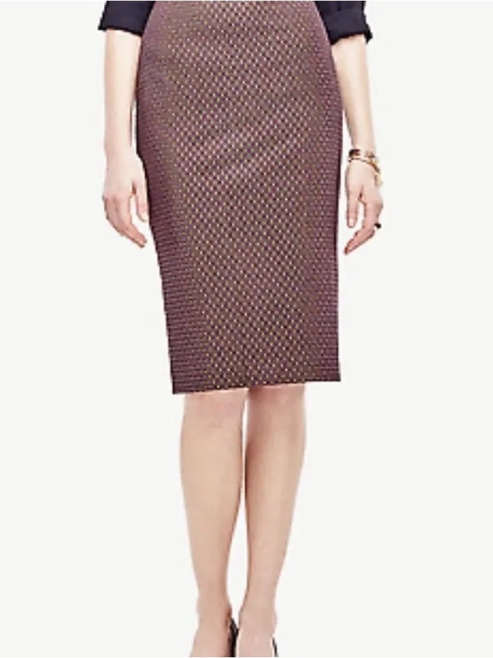 NEW Ann Taylor Jacquard Purple & Gold Textured Pencil Skirt